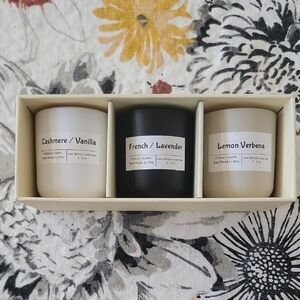 Elegant Scented Candle Set - Cashmere Vanilla, French Lavender, Lemon Verbena